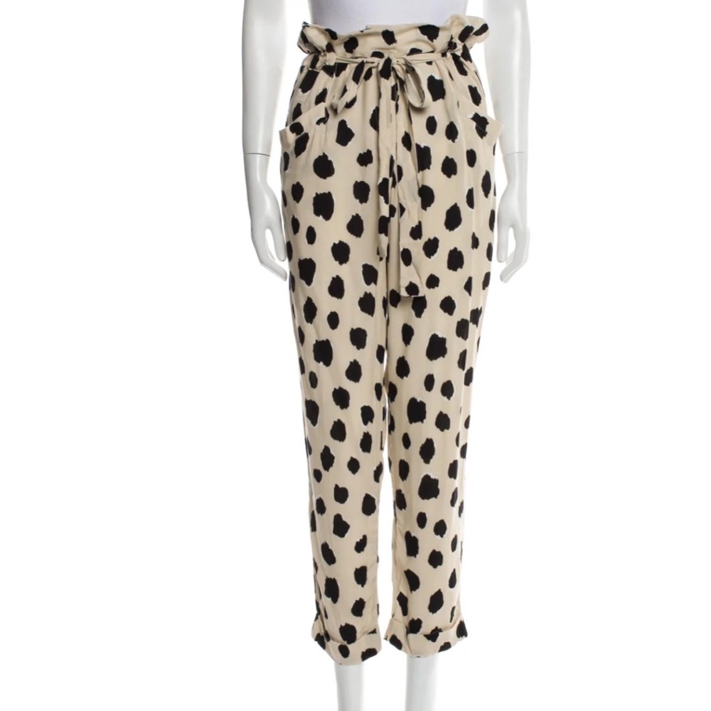 Stillwater high‎ rise polka dot print pants tie waist light weight roll cuffs